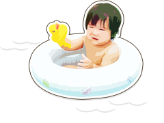 画像：浮き輪で浮かぶ子供