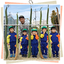 写真:身の丈を超す大きなヘチマ。